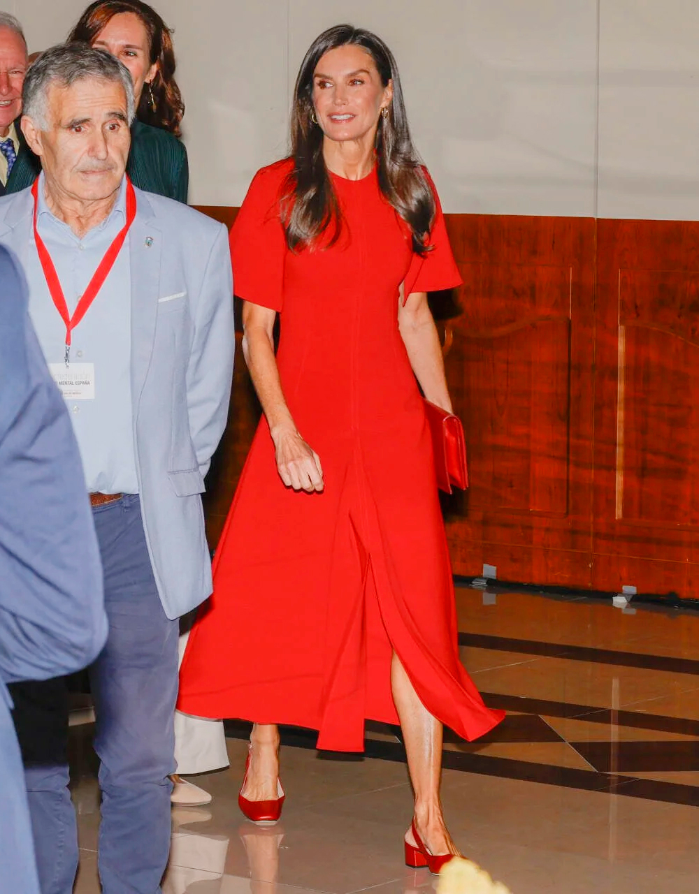 Queen Letizia in a Red Dress by Adolfo Domínguez