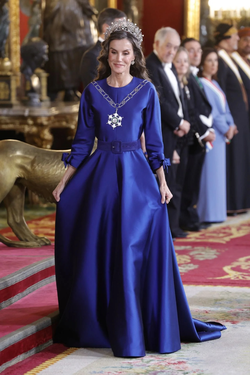 Queen Letizia impressed a cobalt The 2nd Skin dress
