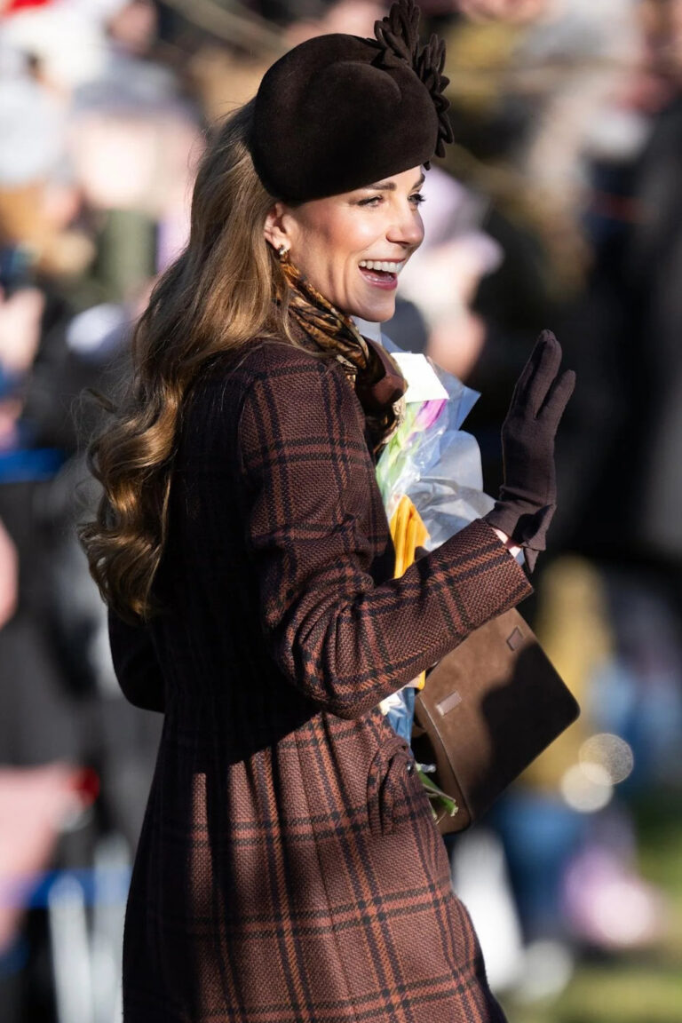 Princess Kate Wears Chocolate-Brown Tartan Coat at Sandringham Christmas Service Kate Middleton's Style at Christmas in Sandringham