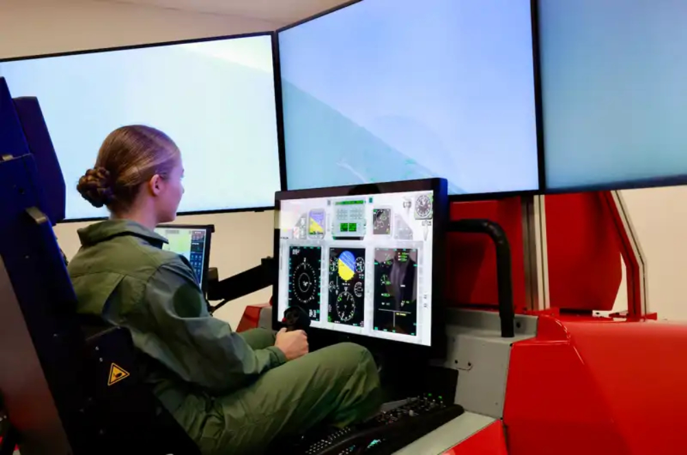 Princess Leonor in a flight simulator.