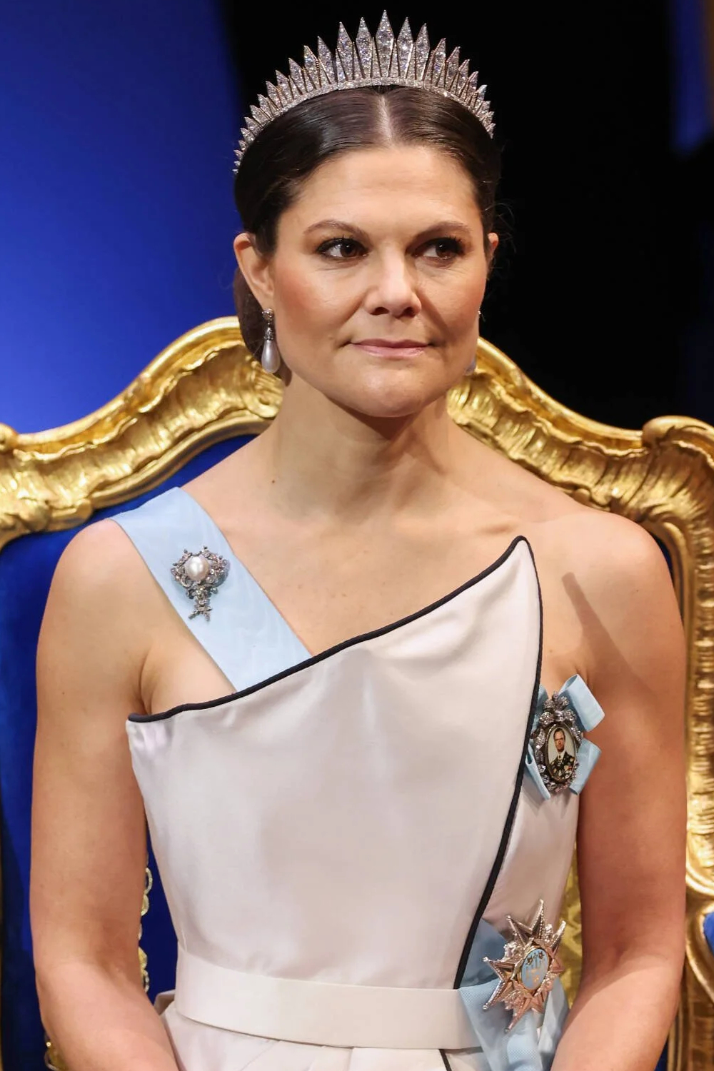Princess Victoria Revives Queen Silvia’s 1994 Jacques Zehnder Gown at the Nobel Prize Ceremony Victoria wears the iconic Baden Fringe tiara.