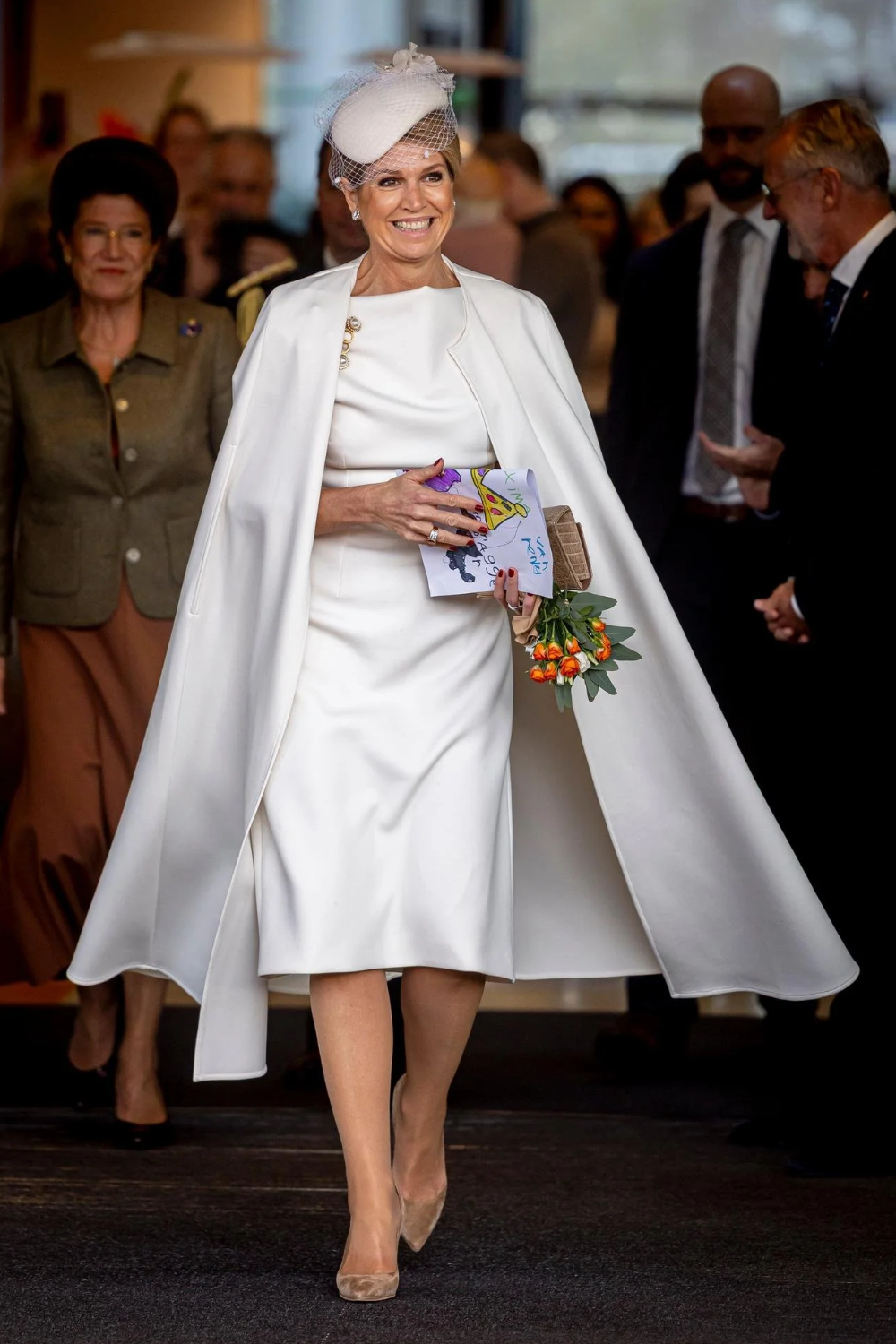 Queen Maxima Wears All-White Natan Look in Utrecht Queen Maxima's White Natan Dress & Cape