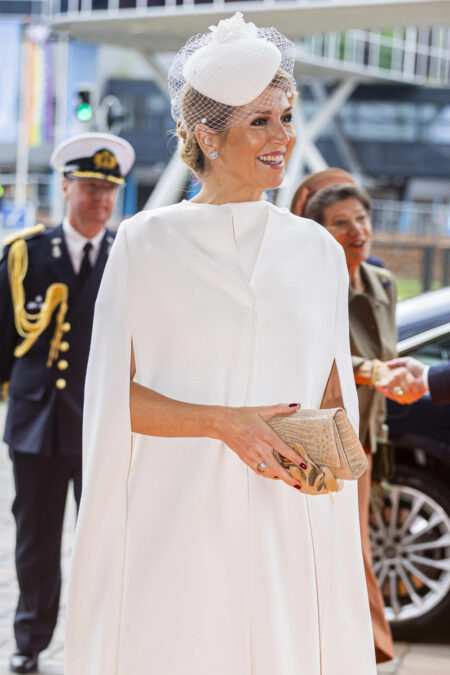 Queen Maxima Wears All-White Natan Look in Utrecht Queen Maxima's White Natan Dress & Cape