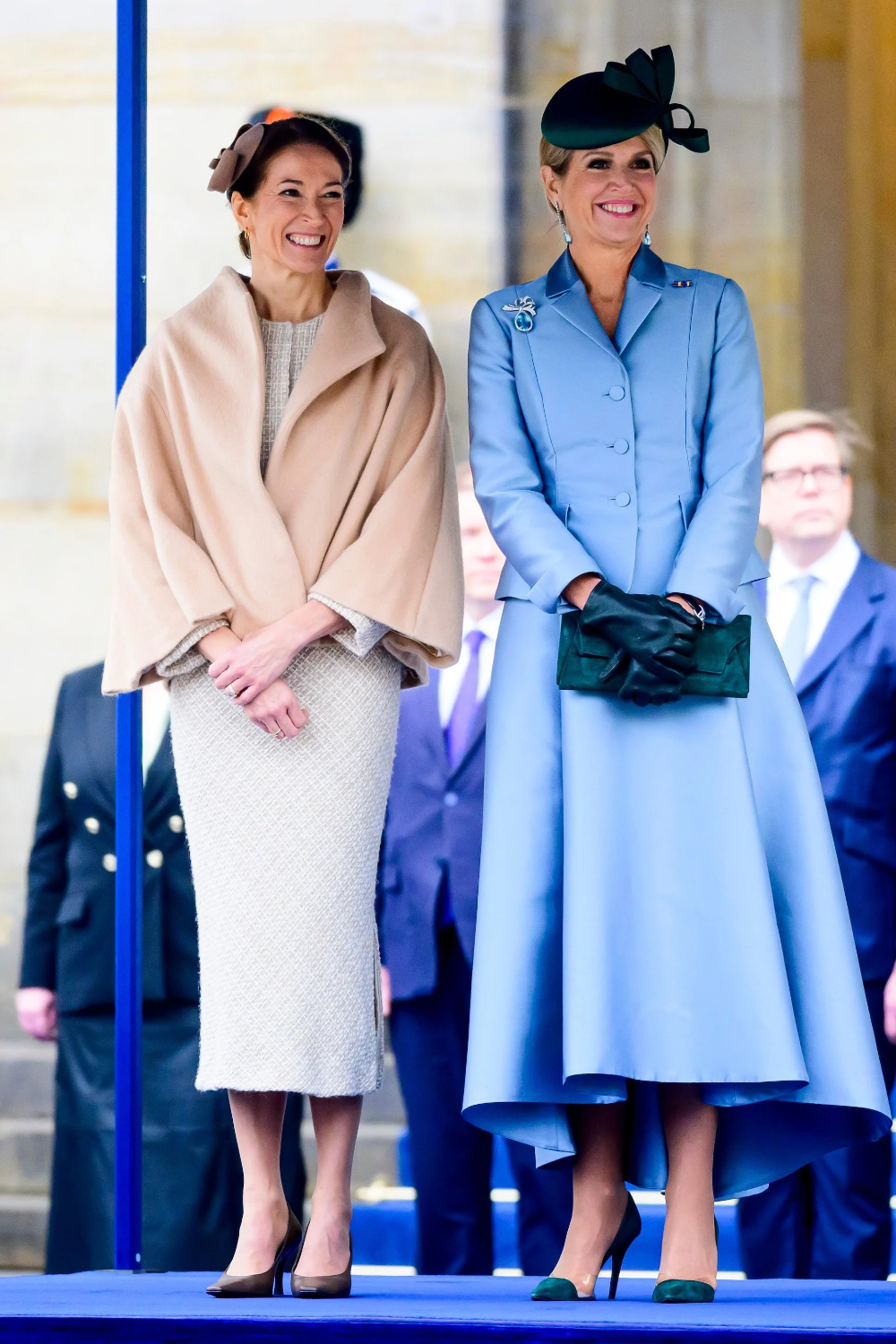 Queen Maxima Wows in 1950s-Inspired Look With Stylish Twist Queen Maxima and First Lady Suzanne Innes-Stubb.