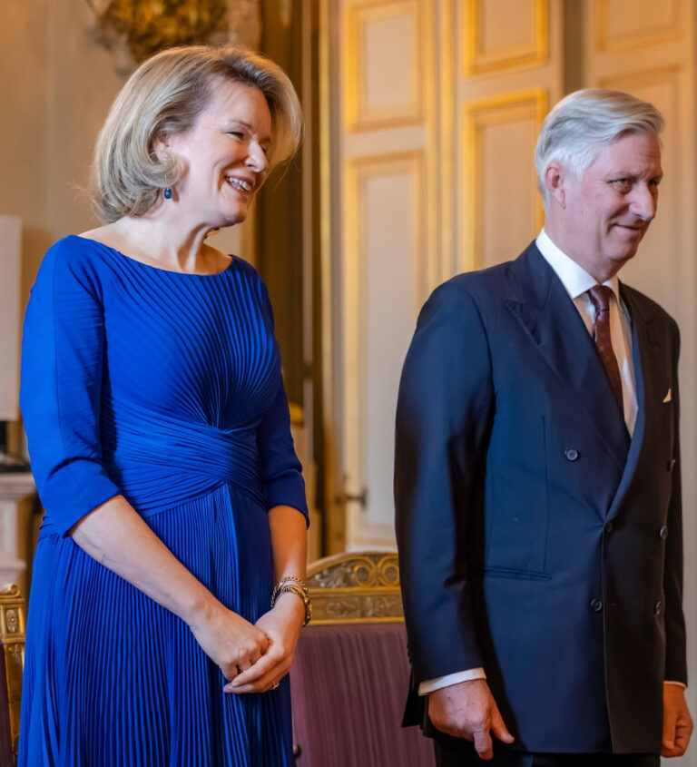 What Mathilde Deep Blue Queen Mathilde's Blue Armani Look at New Year's Reception