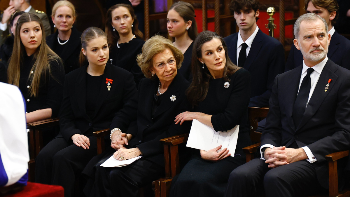 King Felipe in Mallorca Without Queen Letizia Princess Leonor Comforts Queen Sofia at Princess Irene's Funeral