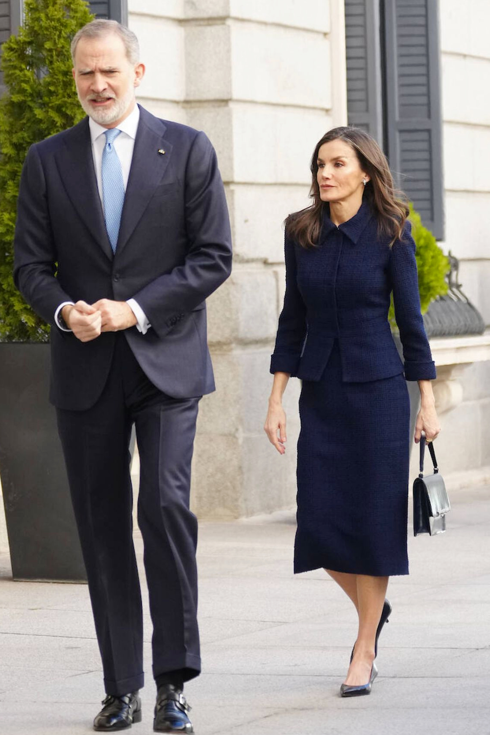 Queen Letizia's Navy Suit: A Calculated Royal Fashion Choice King Felipe and Queen Letizia upon their arrival at the Congress of Deputies.