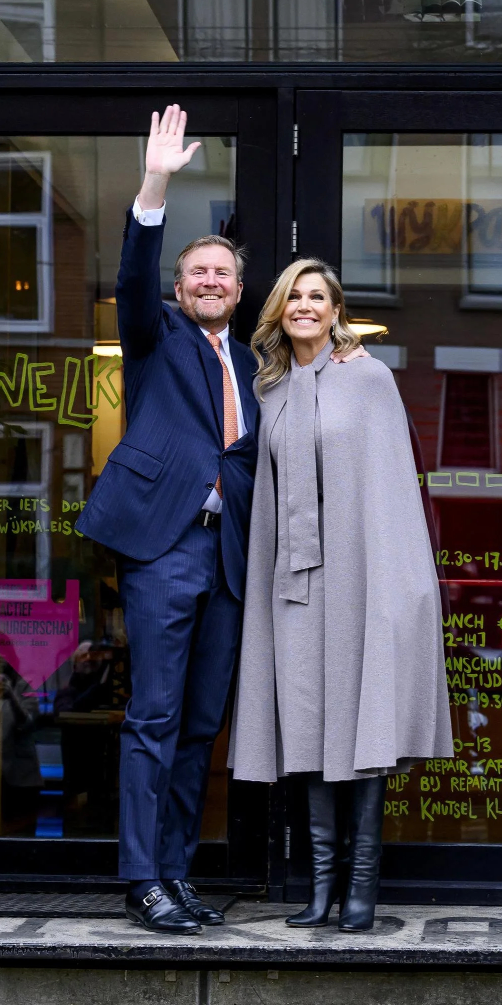 Queen Maxima's Cashmere Outfit at the Wijkpaleis Community Center King Willem-Alexander and Queen Maxima