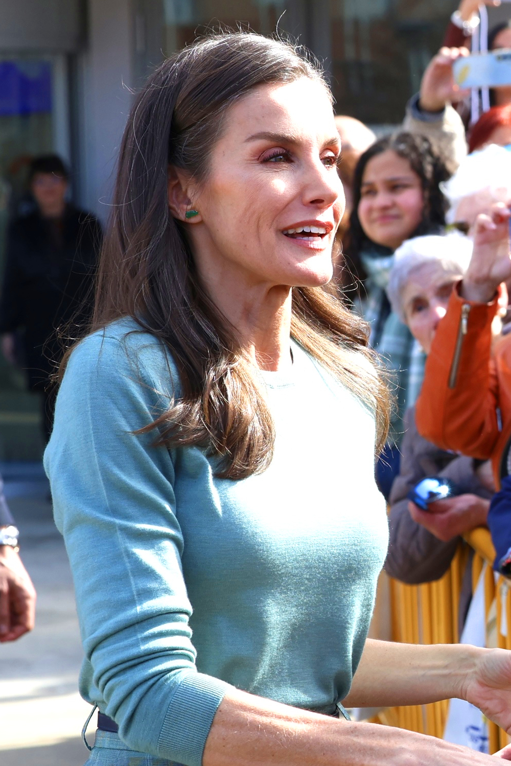 Queen Letizia's Perfectly Coordinated Green Look in Huesca Queen Letizia Wears Suot Studio Earrings in Huesca
