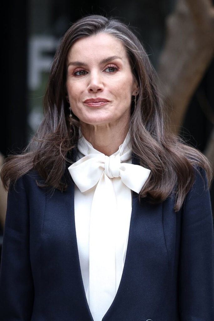 Queen Letizia's White Bow Blouse