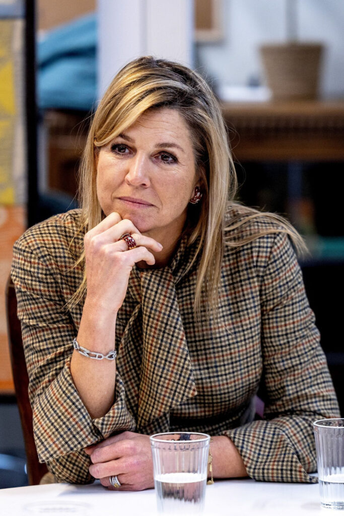 Queen Maxima Rewears Natan Houndstooth Dress & Red Boots Queen Maxima Rewears Natan Houndstooth Dress