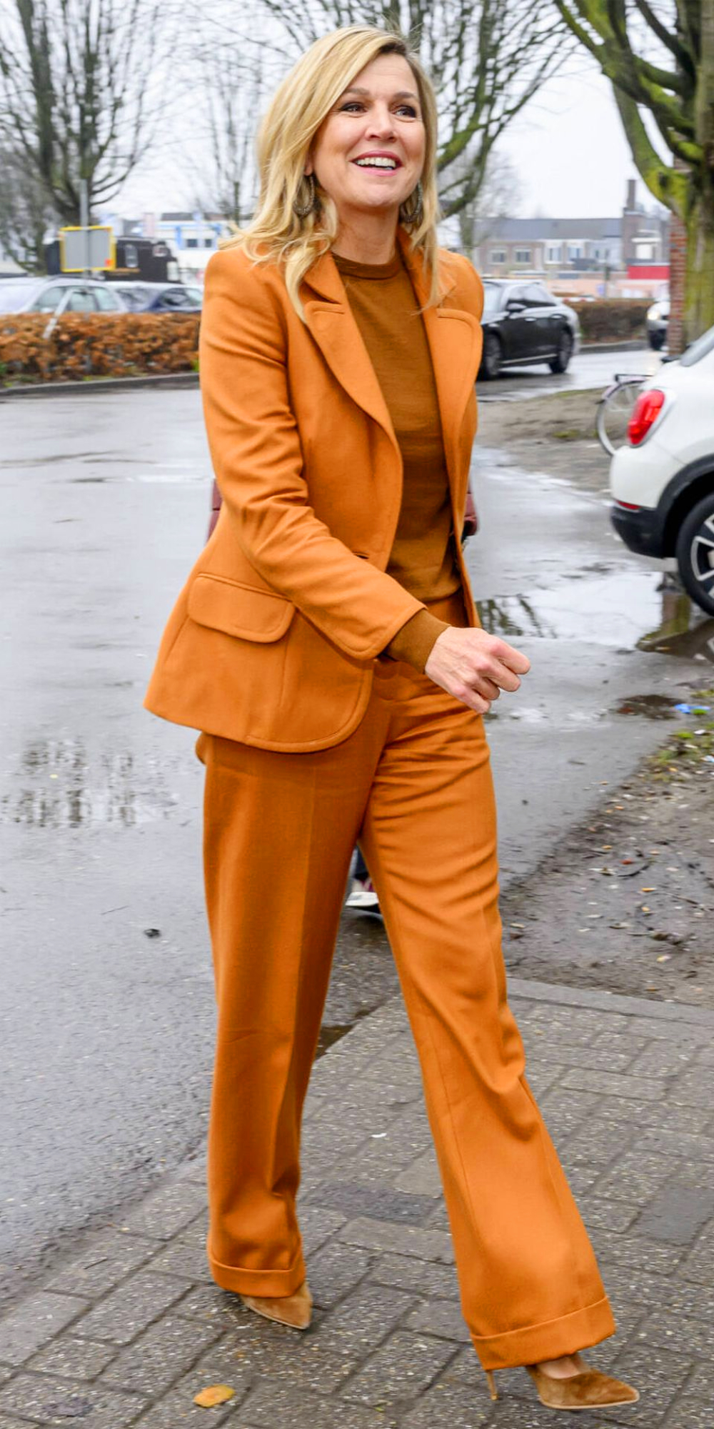 Queen Maxima Wears Perfectly Coordinated Claes Iversen Outfit for Tilburg Visit Queen Maxima Wears a Mandarin Suit by Claes Iversen