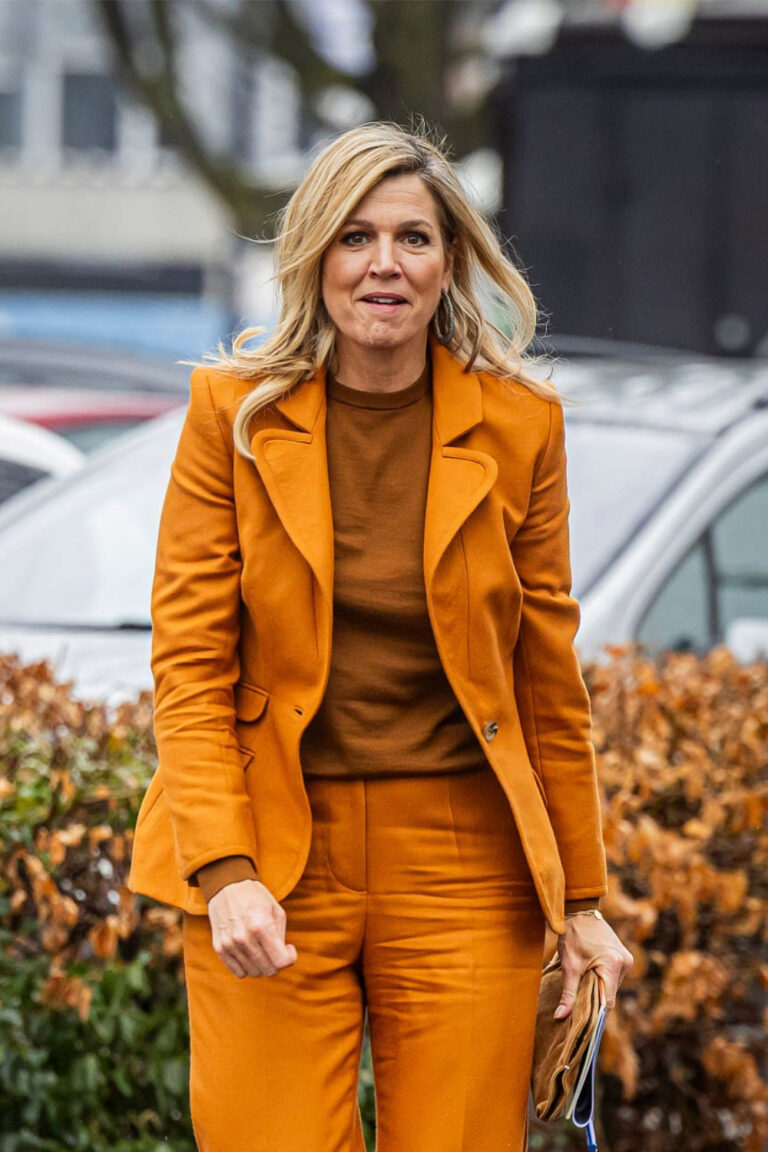 Queen Maxima Wears Perfectly Coordinated Claes Iversen Outfit for Tilburg Visit Queen Maxima Wears a Mandarin Suit by Claes Iversen