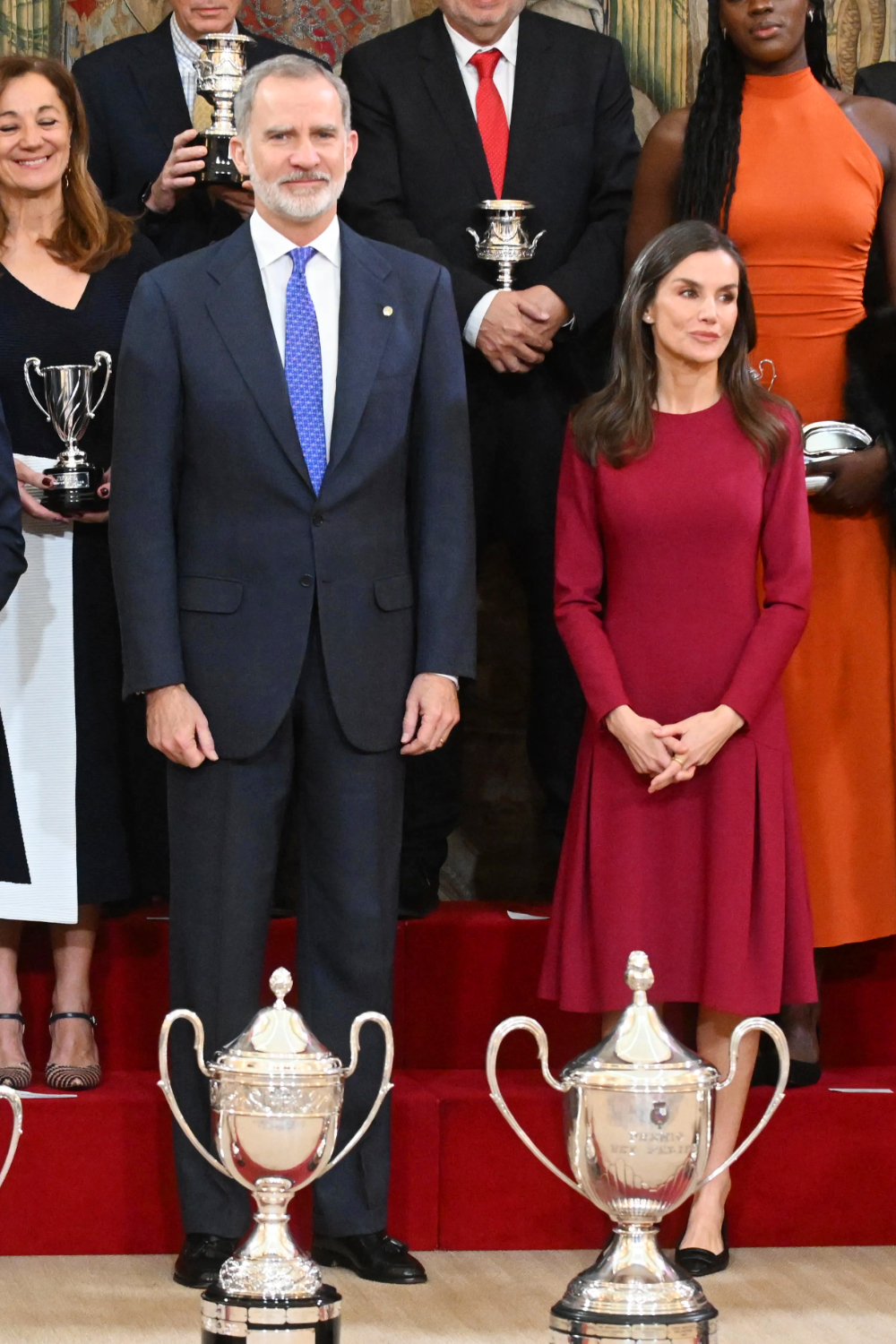Queen Letizia Wears Burgundy Carolina Herrera to National Sports Awards 2026 King Felipe and Queen Letizia at the National Sports Awards 2026