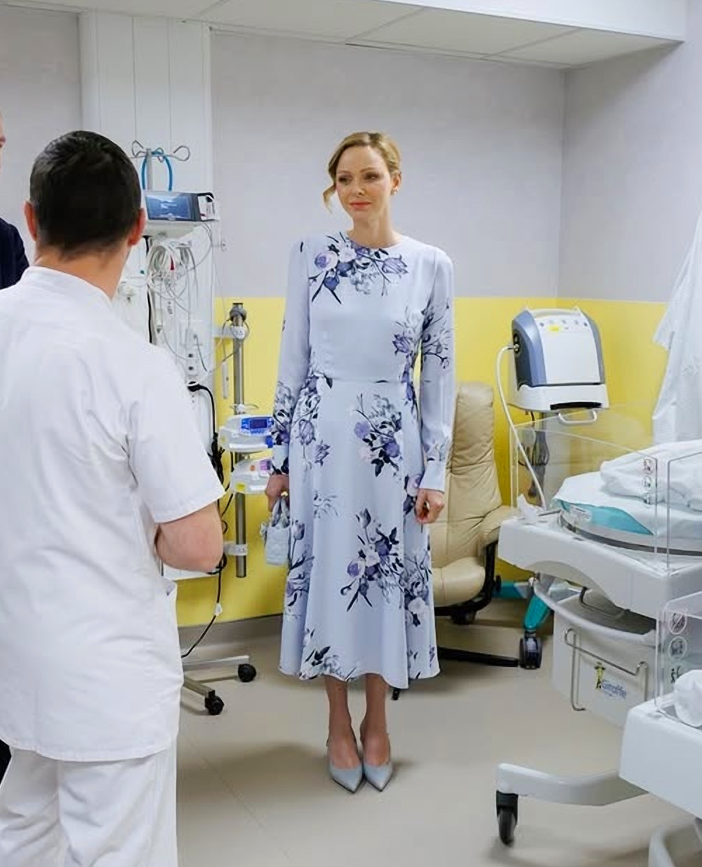 Charlene of Monaco Wears a Floral Erdem Dress at Princess Grace Hospital Unit Opening Princess Charlene chose a floral Erdem midi dress