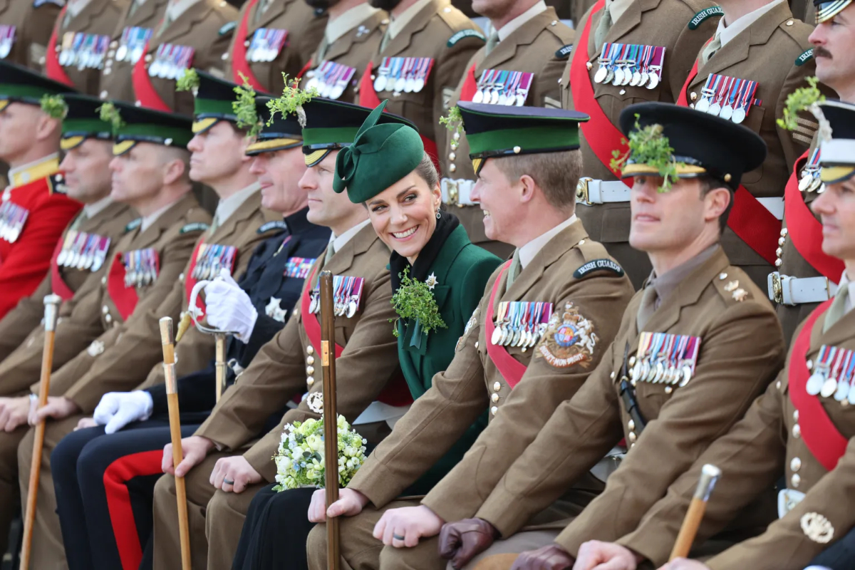 Princess Kate's St. Patrick's Day 2026 Look: A Reworn McQueen Coat And a New Black Belt Kate with the Irish Guards.