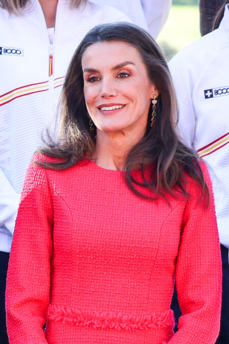 Queen Letizia's Fuchsia Tweed Dress
