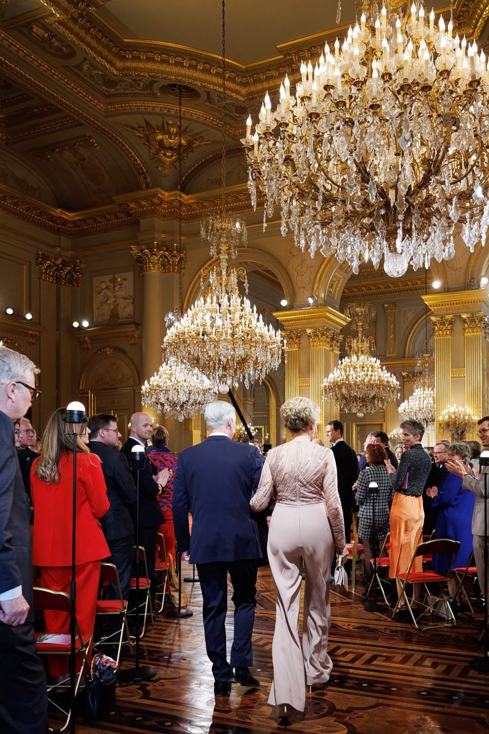 Queen Mathilde's Style at the Spring Concert: A Jumpsuit with an Embroidered Bodice Queen Mathilde and King Philippe