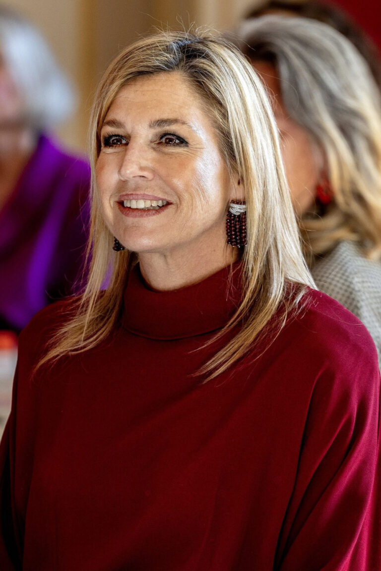Queen Maxima Rewears Red Massimo Dutti Dress