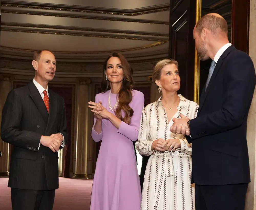 Kate Middleton Wears Queen Elizabeth's Pearl Necklace The Prince and Princess of Wales with the Duke and Duchess of Edinburgh.