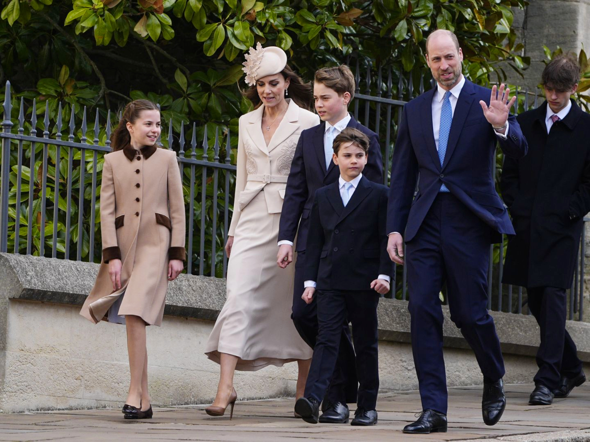 Kate Middleton's Style on Easter Sunday 2026 Kate arriving at the Easter service in Windsor with Prince William and their children