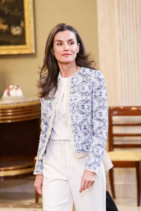 Queen Letizia Wore Her Mango Ethnic Jacket for the Seventh Time Queen Letizia Wears Mango Ethnic Jacket