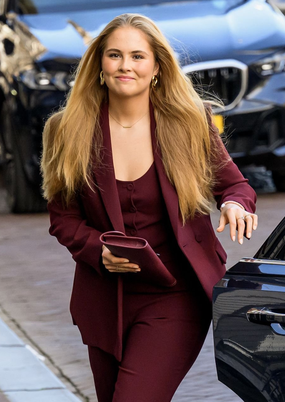 Princess Amalia Returns to Amsterdam in a Recycled Mango Suit Princess Amalia's Style in Amsterdam