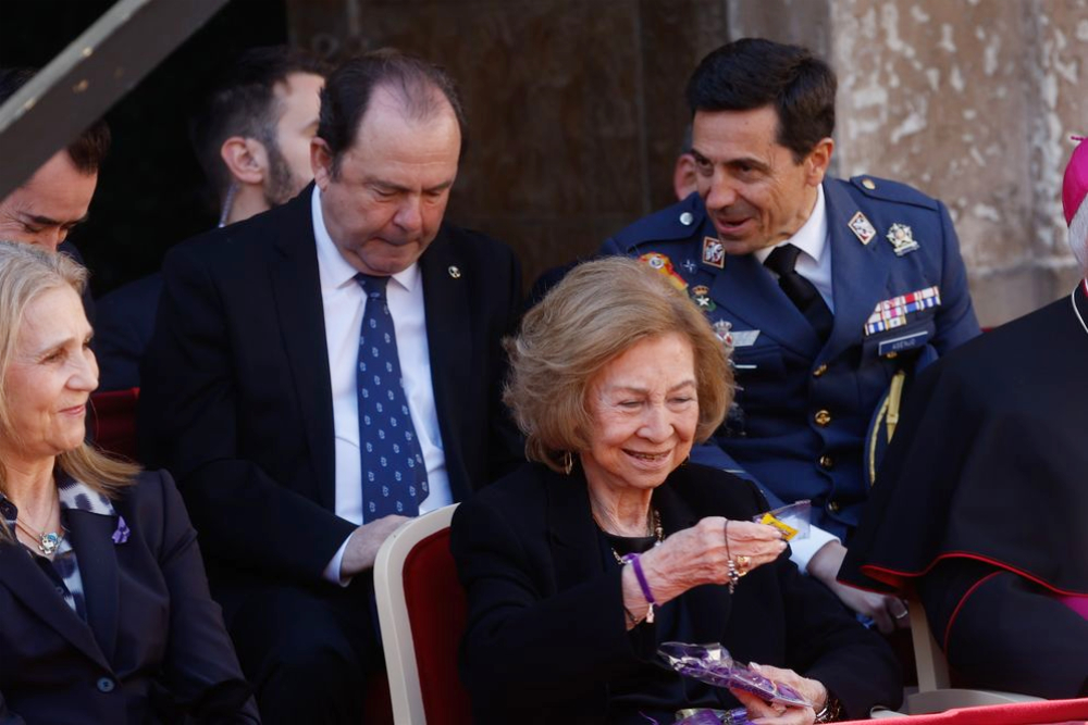 Queen Sofia and Her Daughters Elena and Cristina Spent Holy Week in Murcia Queen Sofia received many gifts.