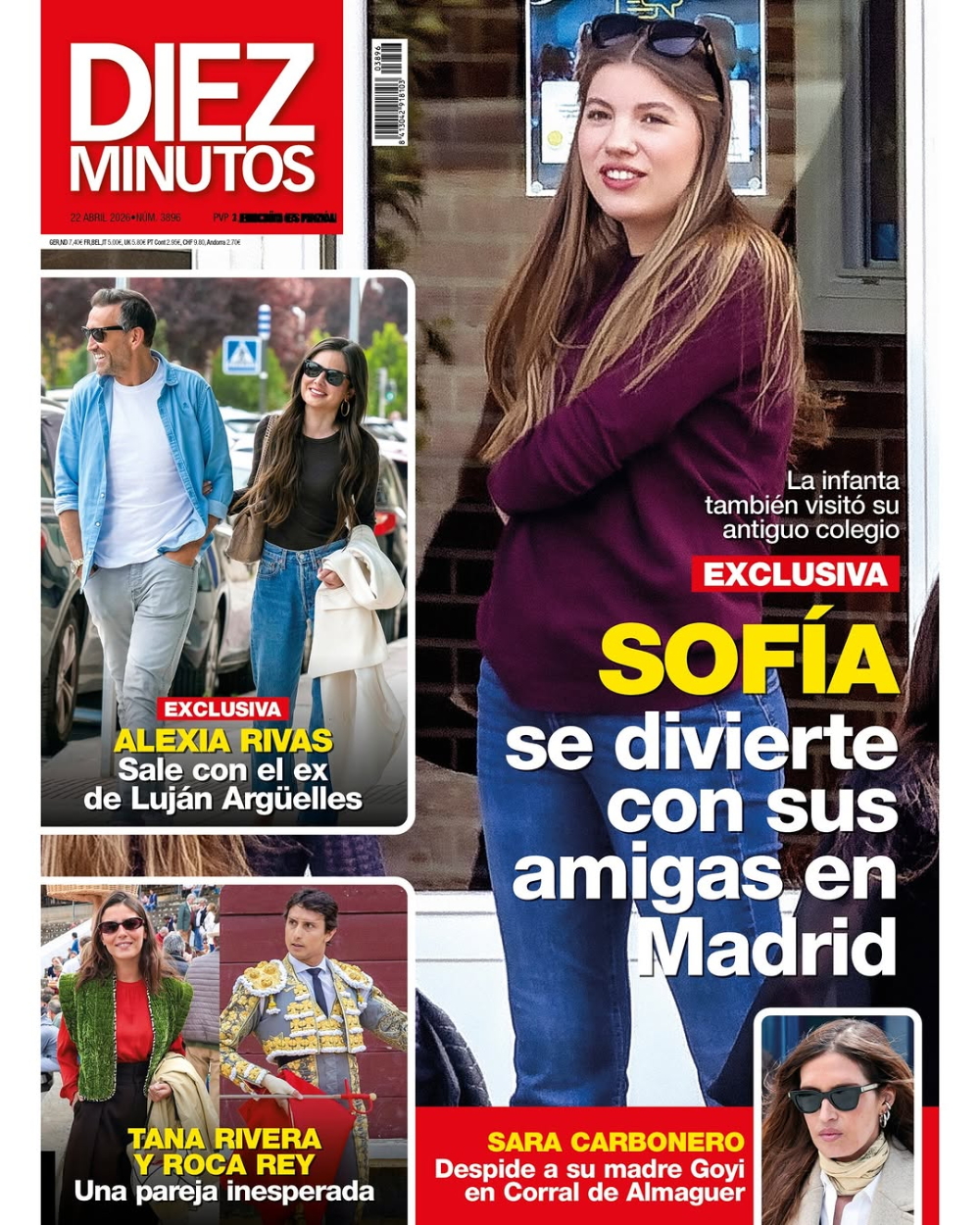 Infanta Sofia Meets Up With Her Friends in Madrid Cover of Diez Minutos magazine.