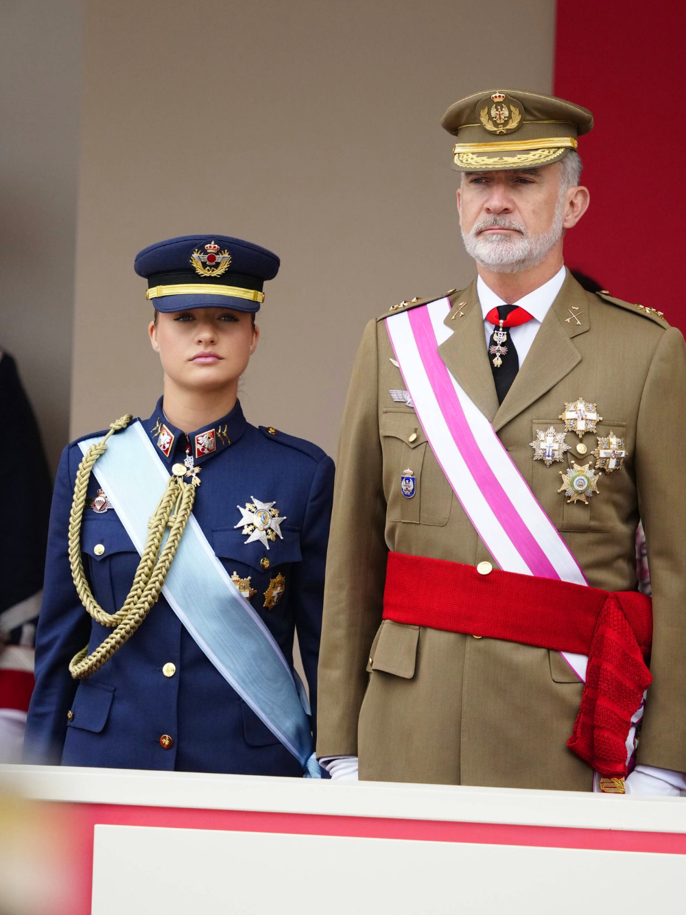 Princess Leonor's Debut at Armed Forces Day in Vigo Princess Leonor and King Felipe VI from the grandstand on Armed Forces Day 2026.
