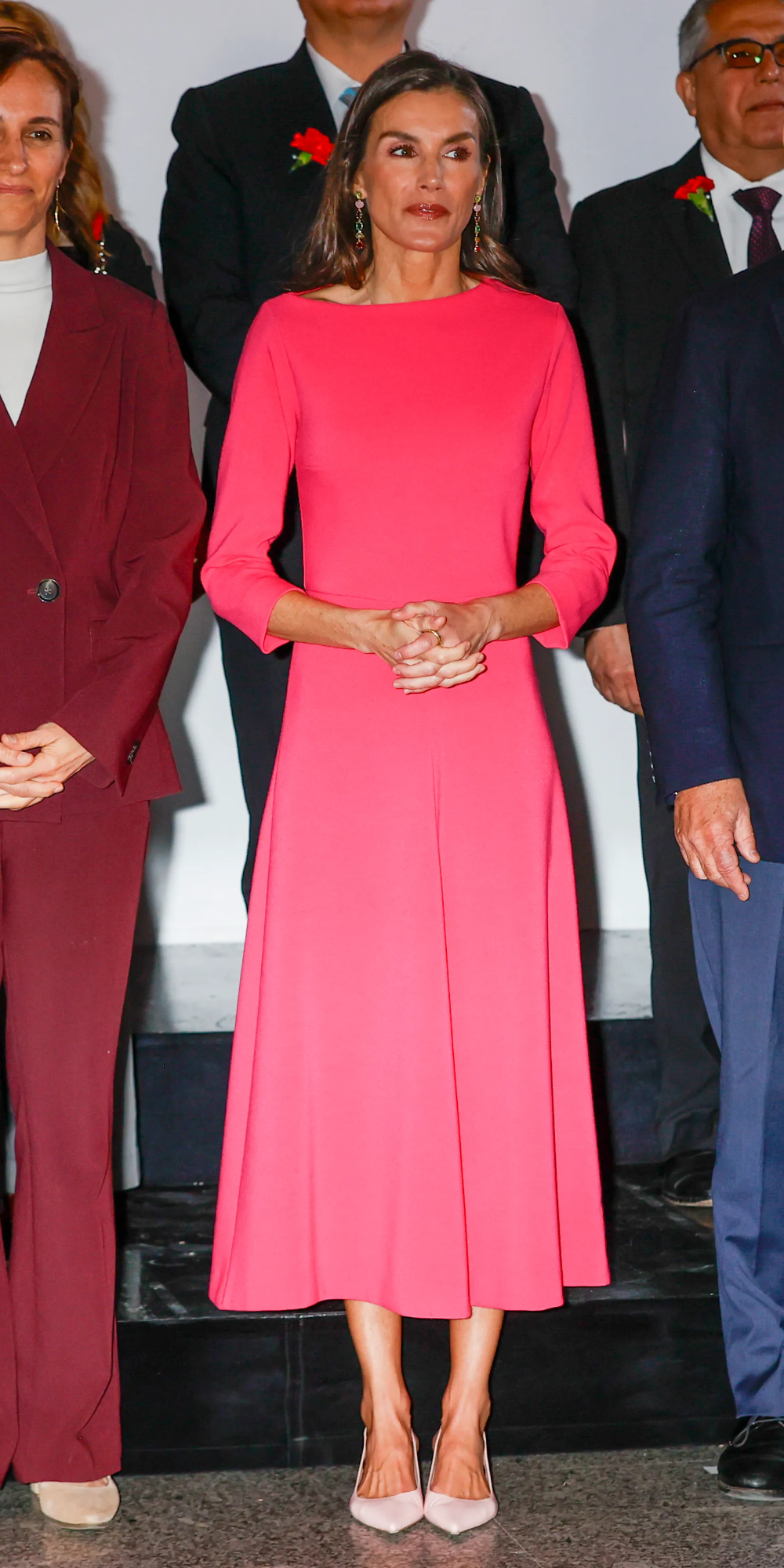 Queen Letizia's Fuchsia Moisés Nieto Dress at Teatro Real Queen Letizia's Fuchsia Moisés Nieto Dress