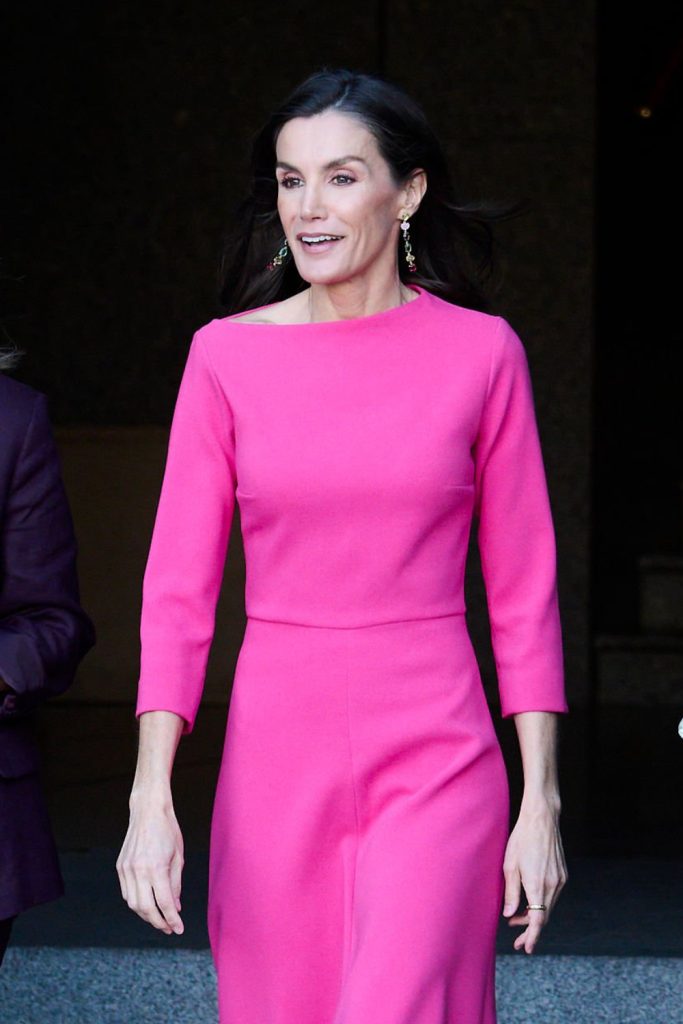 Queen Letizia's Fuchsia Moisés Nieto Dress