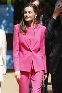 Queen Letizia Embraces the Monochrome Trend With a Bold Head-to-Toe Fuchsia Suit in Granada Queen Letizia Stuns in Fuchsia Suit