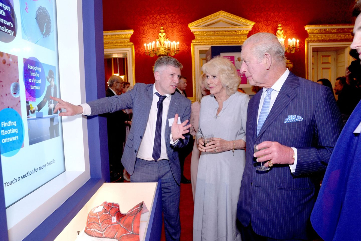 Princess Kate and King Charles Highlight Cancer Awareness Efforts Charles III and Camilla at the reception for Cancer Research UK.