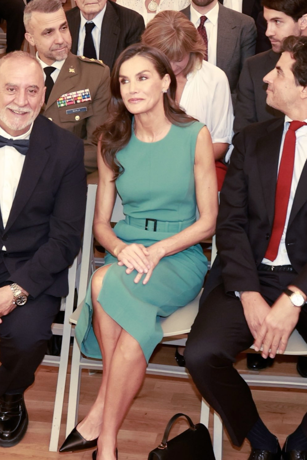 Queen Letizia Brings Back Her Green Hugo Boss Dress Queen Letizia's Green Dress