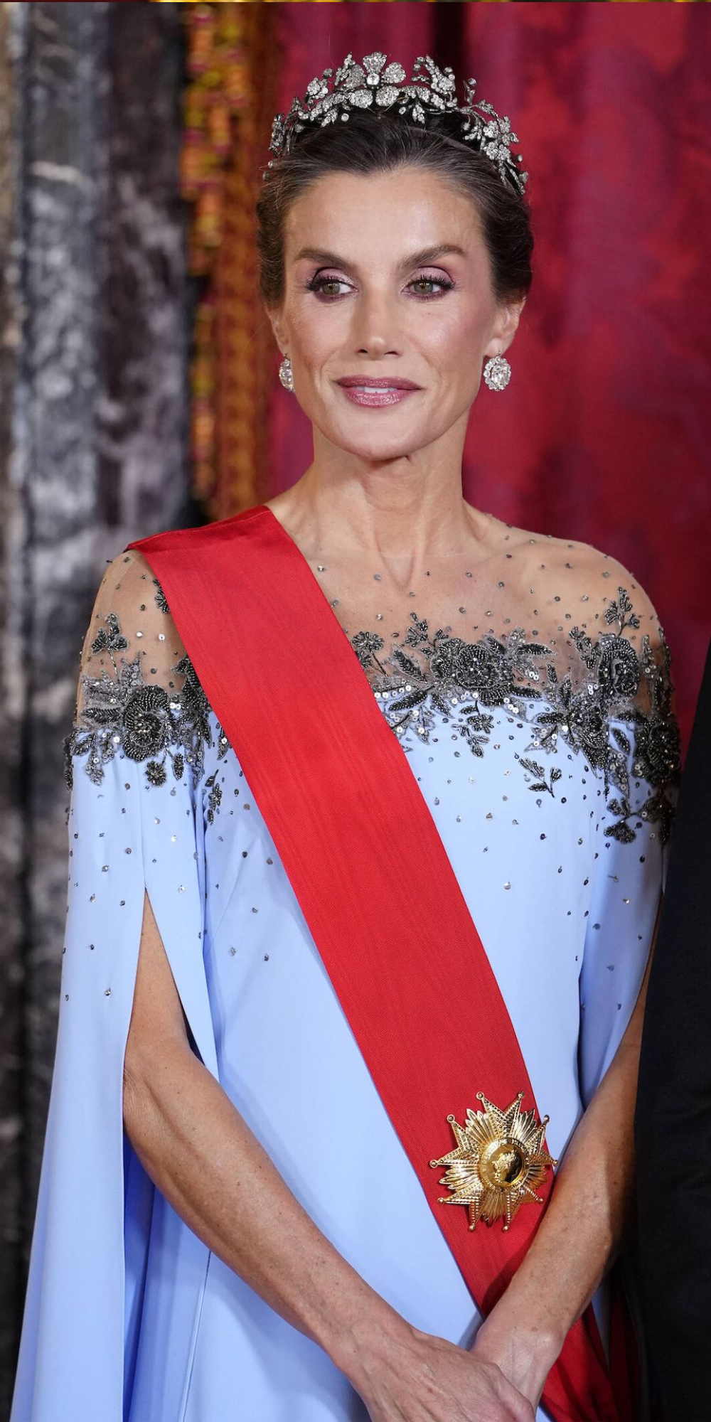 Queen Letizia Pairs a Carolina Herrera Gown With a Historic Diamond Tiara Queen Letizia wears the diamond tiara