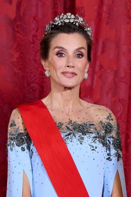Queen Letizia Pairs a Carolina Herrera Gown With a Historic Diamond Tiara Queen Letizia Stuns in Diamond Tiara and Carolina Herrera Gown