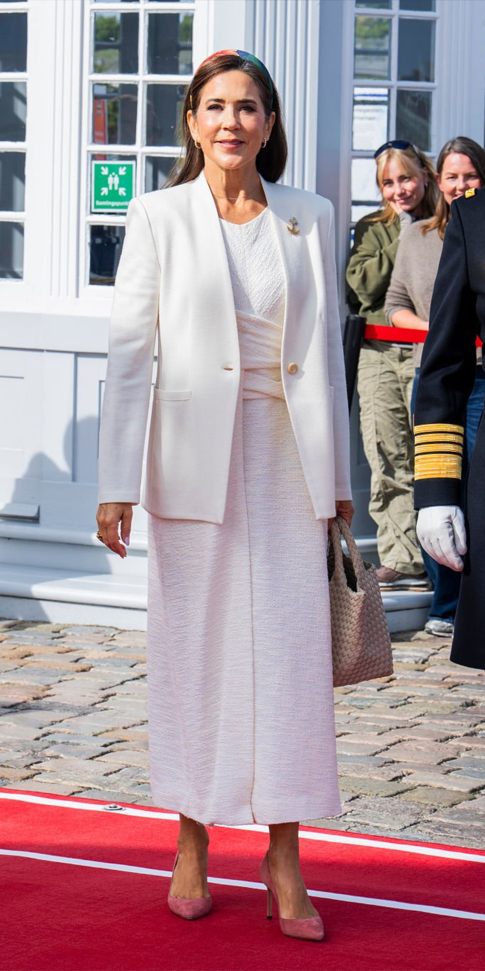 Queen Mary Gives Her Copenhagen Look a Chic Nautical Touch The kings of Denmark after the landing.